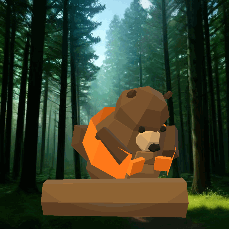 bevr gnawing in the forest